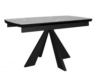 Кухонный стол DikLine SKU120 Керамика Серый мрамор/подье черное/опоры