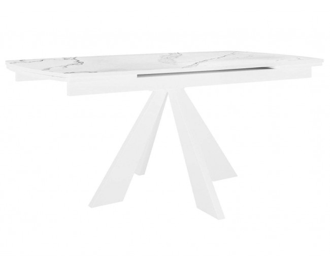 Стол DikLine SKU140 Керамика Белый мрамор/подье белое/опоры  фото