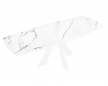 Кухонный стол DikLine SKU140 Керамика Белый мрамор/подье белое/опоры