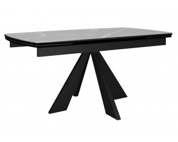 Кухонный стол DikLine SKU140 Керамика Серый мрамор/подье черное/опоры