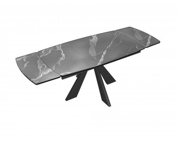 Кухонный стол DikLine SKU140 Керамика Серый мрамор/подье черное/опоры