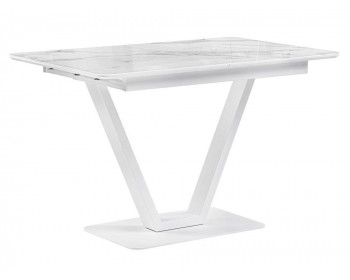 Кухонный стол Бугун 120х80х77 белый мрамор / белый стеклянный