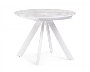 Кухонный стол Галвестон 100х76 белый мрамор / белый стеклянный