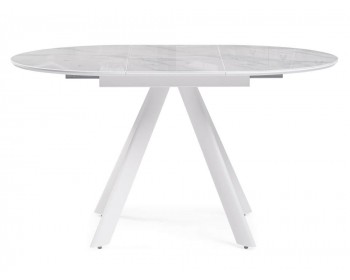 Кухонный стол Галвестон 100х76 белый мрамор / белый стеклянный