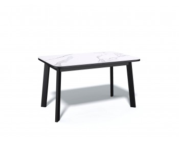 Обеденный стол KENNER AA1200 черный/керамика мрамор белый