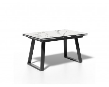 Обеденный стол KENNER ML1400 черный/керамика мрамор белый