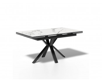 Обеденный стол KENNER ME1600 черный/керамика мрамор белый