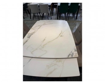 Обеденный стол DikLine UK120 Керамика Белый мрамор/подье белое/опоры б