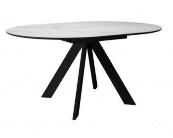 Кухонный стол DikLine SKC100 d1000 Керамика Белый мрамор/подье черное