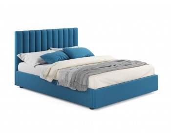 Мягкая кровать Olivia 1400 синяя с подъемным механизмом