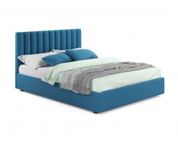 Мягкая кровать Olivia 1800 синяя с подъемным механизмом