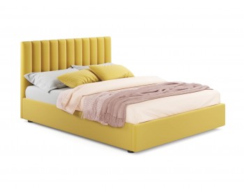 Кровать Мягкая Olivia 1400 желтая с ортопедическим основанием
