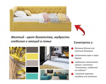 Кровать Мягкая -тахта Afelia 900 желтая с ортопедическим основани