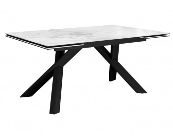 Кухонный стол DikLine KX160 мрамор белый /опоры черные