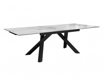 Обеденный стол DikLine KX160 мрамор белый /опоры черные