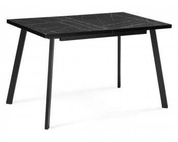 Кухонный стол Цефей 120(160)х75х75 мрамор черный / черный матовый деревян