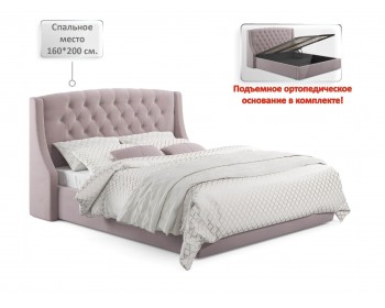 Мягкая кровать "Stefani" 1600 лиловая с подъемным механизмом с орт.матрасом PROMO B COCOS