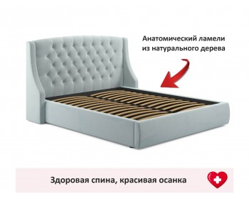 Мягкая кровать "Stefani" 1800 мята пастель с подъемным механизмом с орт.матрасом АСТРА