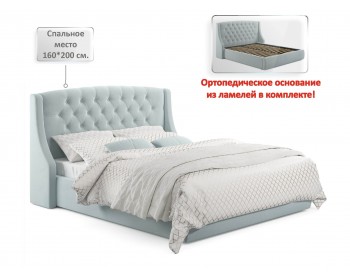 Мягкая кровать "Stefani" 1600 мята пастель с ортопедическим основанием
