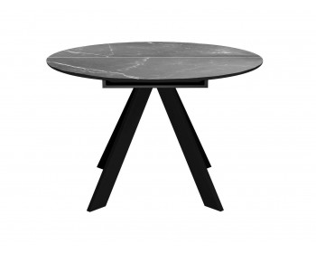 Кухонный стол DikLine SKC100 d1000 Керамика Серый мрамор/подье черное