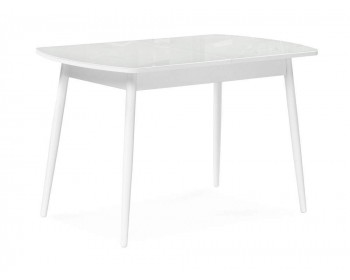 Обеденный стол Бейкер 120(152)х70х75 белый стеклянный