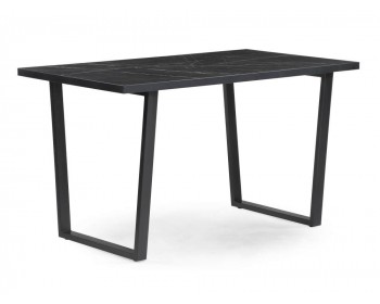 Обеденный стол Эльпатия 130х75 мрамор черный / черный матовый деревянный