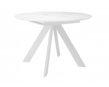 Кухонный стол DikLine SKC100 d1000 Керамика Белый мрамор/подье белое/