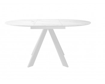Кухонный стол DikLine SKC100 d1000 Керамика Белый мрамор/подье белое/