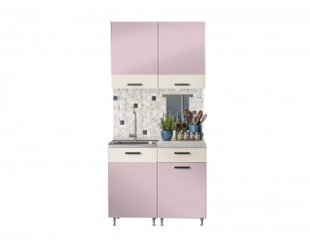 Кухонный гарнитур ЛДСП Рио 1000 (Розовый, Белый)