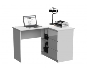 Компьютерный стол Челси письменный угловой (Белый глянец, Белый)