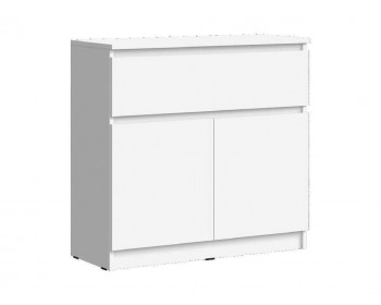 Челси Комод 800 (1 ящик 2 двери) (Белый глянец холодный, белый) (Белый глянец, Белый)