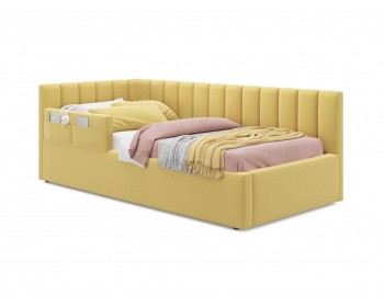 Мягкая кровать Milena с бортиком 900 желтая с подъемным механизмом