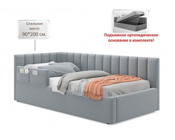 Мягкая кровать Milena с бортиком 900 серая с подъемным механизмом