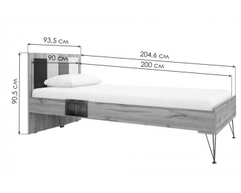 Нобира 90х200 дуб ирландский Кровать