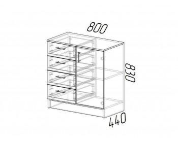 Комод К800-1Д, дуб вотан/белый гладкий