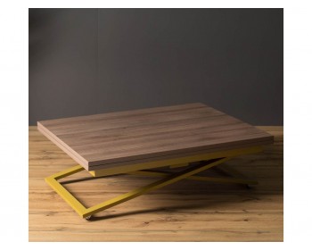 Журнальный столик -трансформер Левмар Compact D69/S90 (дуб шамони темный/золот