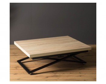 Журнальный столик -трансформер Левмар Compact D89/S53 (дуб сонома/черные опоры
