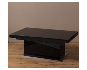 Журнальный столик -трансформер Левмар Space стекло V27/S79 черный/ нерж.сталь