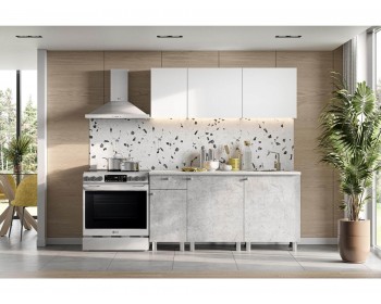 Кухонный гарнитур Зефир 1.6 м белая / цемент светлый
