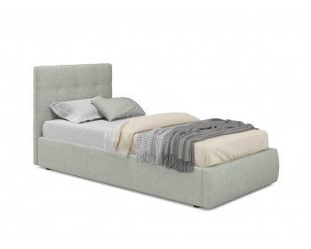 Мягкая кровать Selesta 900 кожа серый с подъемным механизмом с матрасом ГОСТ