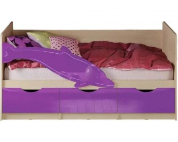 Детская кровать Дельфин-1 МДФ 80х160 (Розовый металлик, Крафт белый)