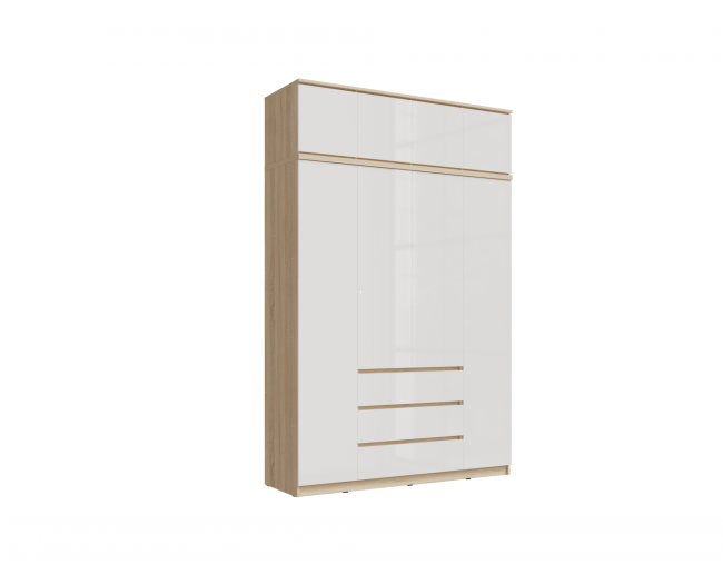 Челси Шкаф 1600 + антресоль 1600 (Белый глянец, Дуб Сонома) фото